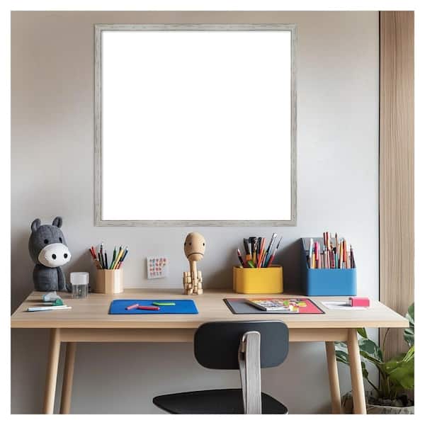 Amanti Art Shiplap White Narrow 25 in. x 25 in. Wood Framed Dry