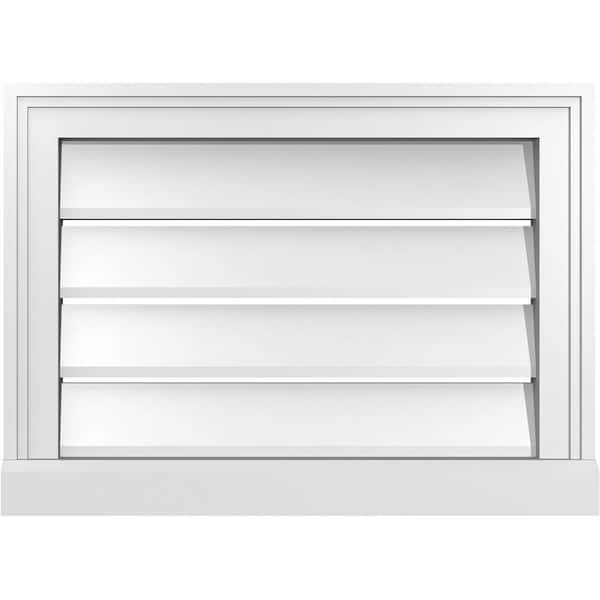 Ekena Millwork 22 in. x 16 in. Vertical Surface Mount PVC Gable Vent: Functional with Brickmould Sill Frame