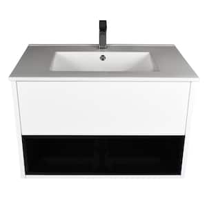 Matthew 30 in. W x 18.5 D Wall Mounted Bath Vanity in White with Ceramic Sink in White
