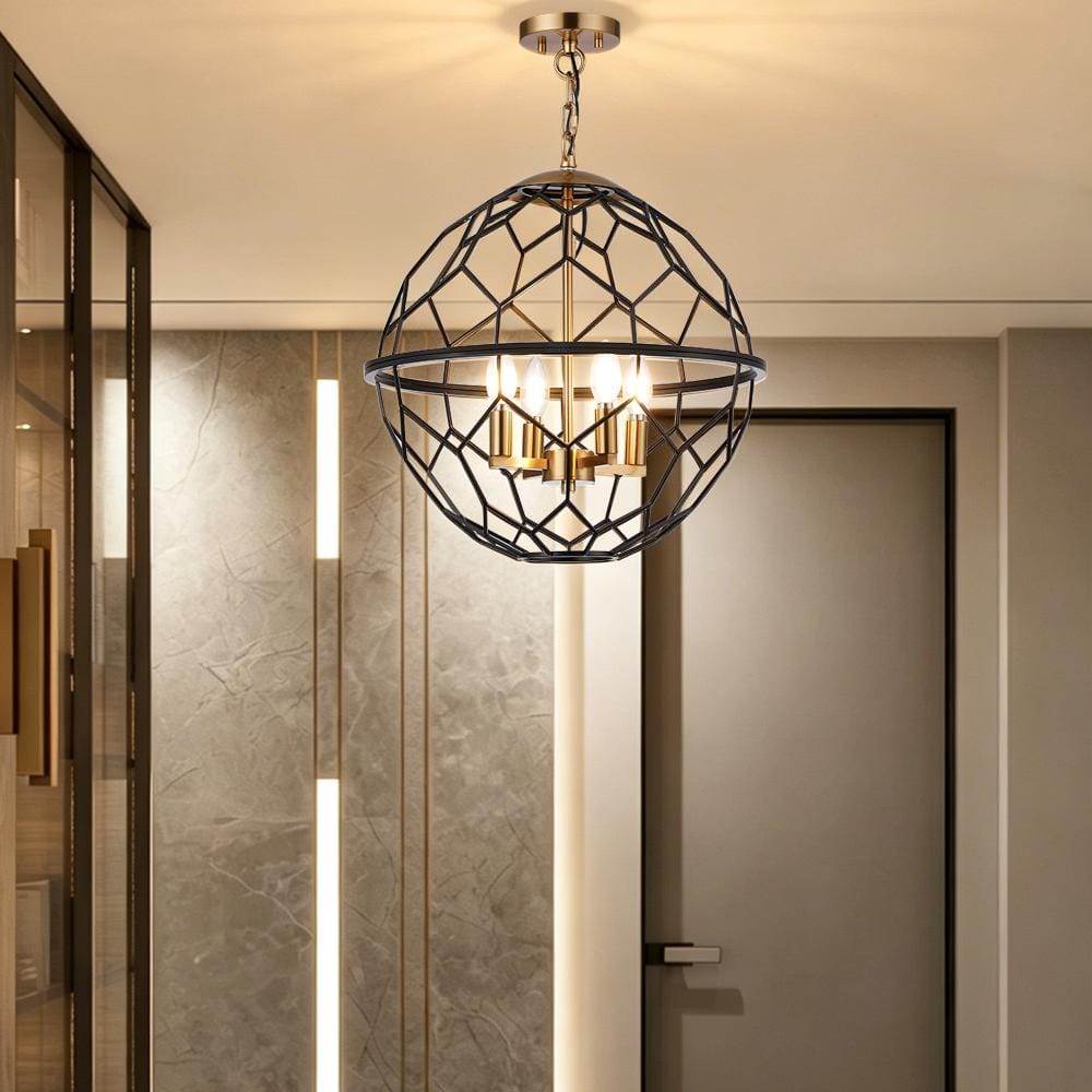 Veloxa 18 in 4-Light Sphere Pendant Lights Black Modern Light for Dining Room Kitchen Island, Bulbs Not Included price history on PriceWatchPro