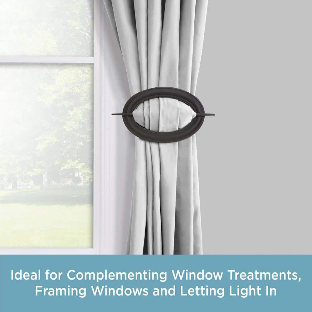 Black Resin Hairpin Tieback Curtain Holdback Set, 7.80 inches