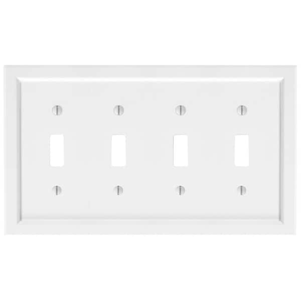 Shaker 4-Gang White Toggle BMC Wood Wall Plate