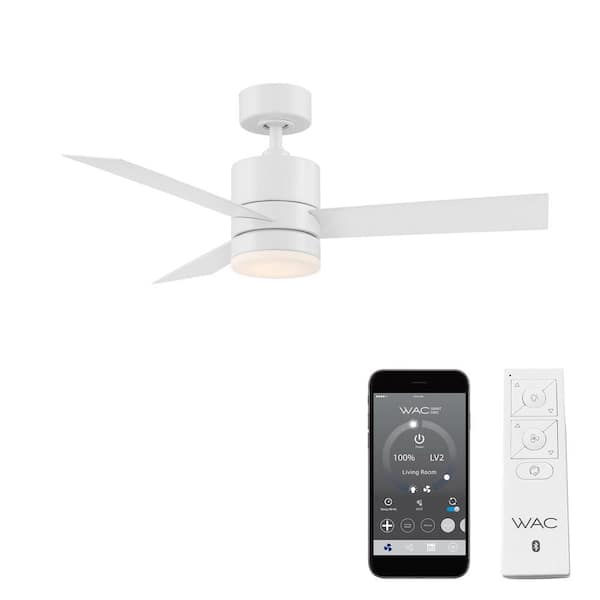 WAC Lighting San Francisco Indoor and Outdoor 3-Blade Smart Ceiling Fan 44 in. Matte White with 3000K Integrated Kit and Remote