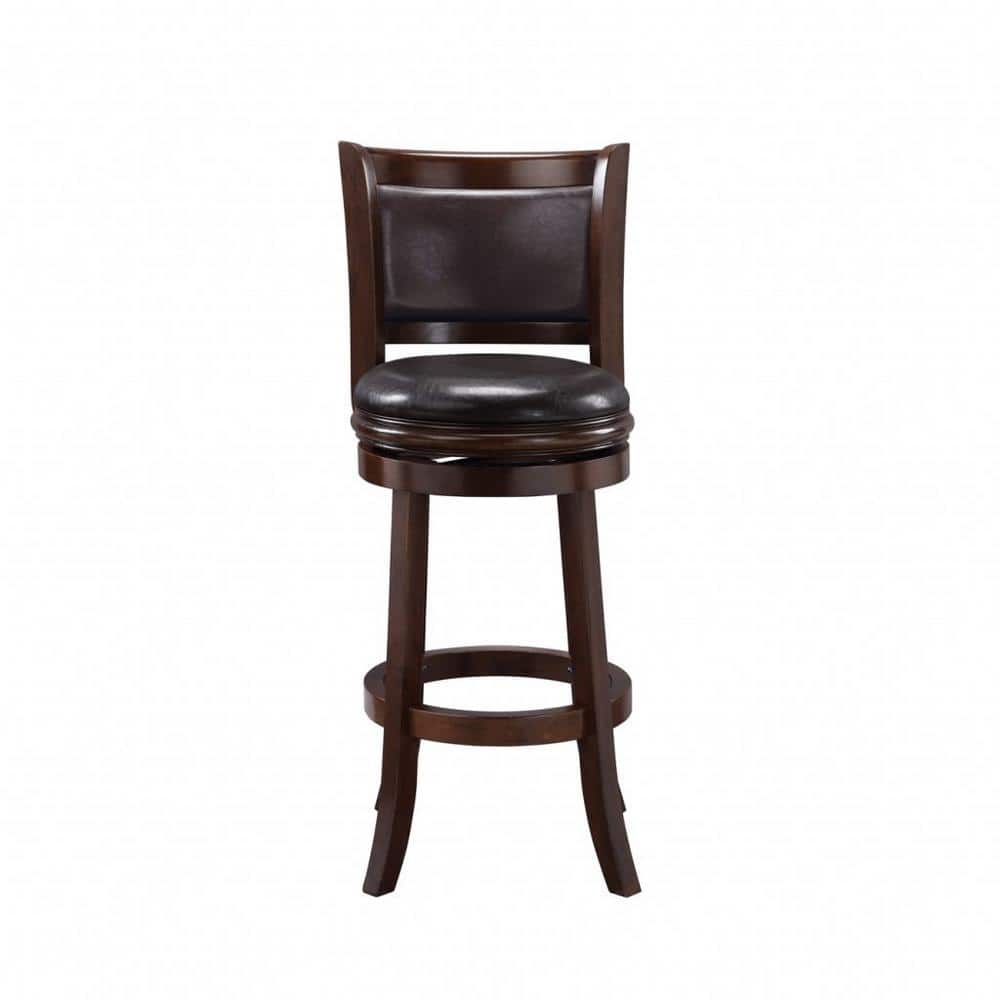 Augusta 42.75" Brown Swivel Bar Stool with Faux Leather Seat