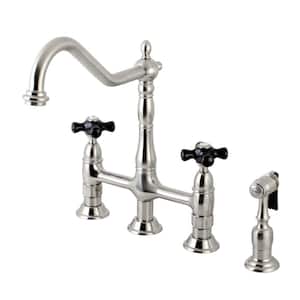 Duchess 2-Handle Bridge Kitchen Faucet with Side Sprayer in Brushed Nickel