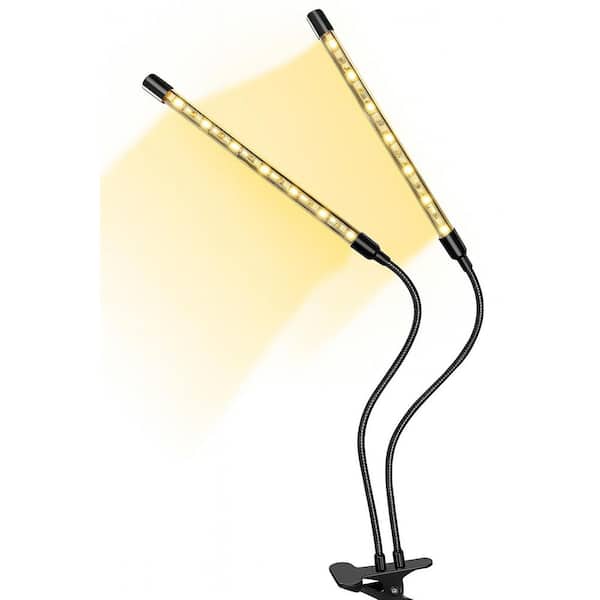 LED Grow Lights 2-Pack, 2-Head Full Spectrum Red Blue White with Clamp, 10-Level Dimmable, Timer for Indoor Plants