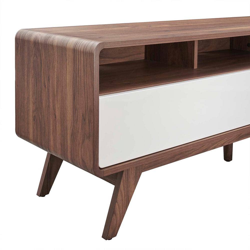 Walnut and White 60" Mid-Century Modern TV Stand