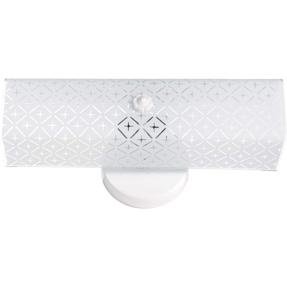 White Diamond Glass 14" Two-Light Vanity Fixture
