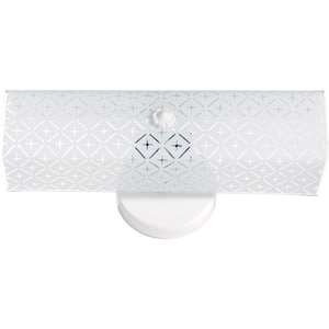 Nuvo 14 in. 2-Light White Vanity Light with Diamond Channel Glass Shade