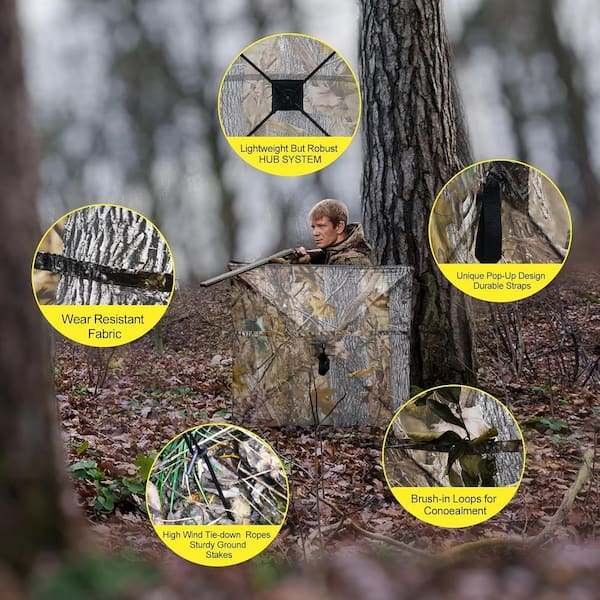 Hunting tent camo systems portable ground blind MarketLane 3 Person Pop up Ground Blind, Portable Hunting Blind with Mesh Windows, Carrying Bag Ground Stakes, Camouflage Hunting Tent with Hub System, Camo Deer Blinds for Hunting,Slide - com