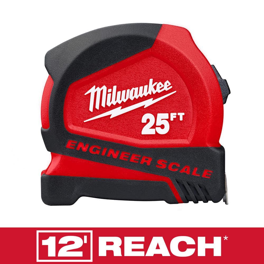 Milwaukee 25 ft. Compact Tape Measure with Engineer Scale 48-22