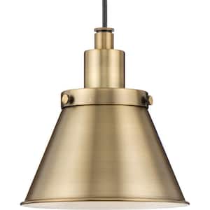 Hinton Collection 8-1/4 in. 1-Light Vintage Bronze Pendant with Metal Shade