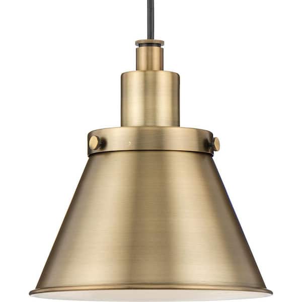 Progress Lighting Hinton Collection 8-1/4 in. 1-Light Vintage Bronze Pendant with Metal Shade