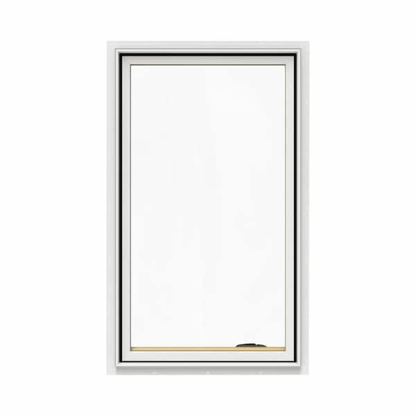 JELD-WEN 24.75 in. x 48.75 in. W-2500 Series White Painted Clad Wood Right-Handed Casement Window with BetterVue Mesh Screen