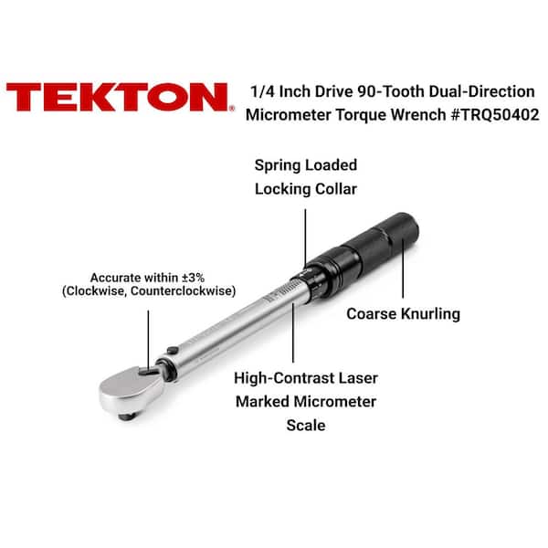 1/4 Inch Drive Dual-Direction Micrometer Torque Wrench (20-200 in-lb)