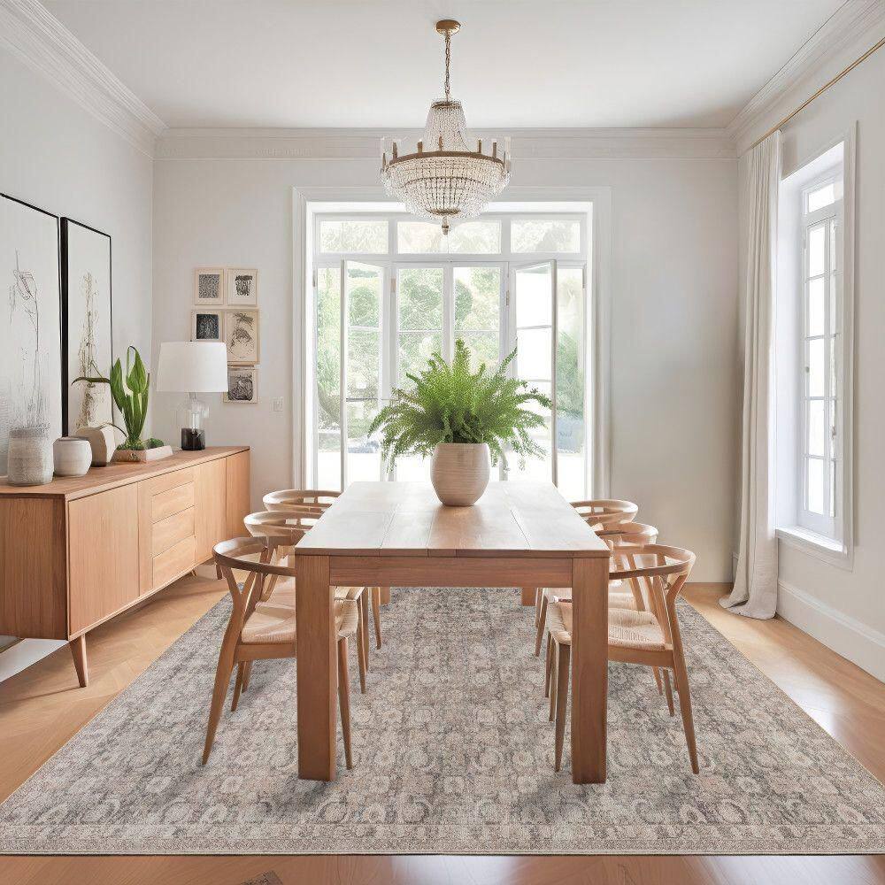 Delphi Dark Beige Rectangular Synthetic Area Rug, 6' 7" x 9'