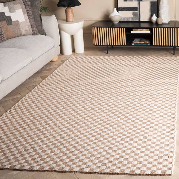 Natural Fiber 4 ft. x 6 ft. Ivory/Natural Check Area Rug