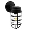 Maxxima 1-Light Black Dimmable LED Outdoor Cage Wall Lantern Sconce ...