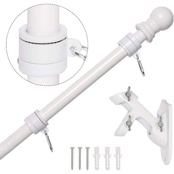 Justincity 5FT Stainless Steel Adjustable Flag Pole Kit w/ Tangle-Free Spinning Design and Bracket for Residential Commercial Use