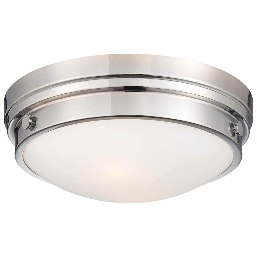 Circular Chrome 13" Flush Mount Ceiling Light with Clear and White Glass