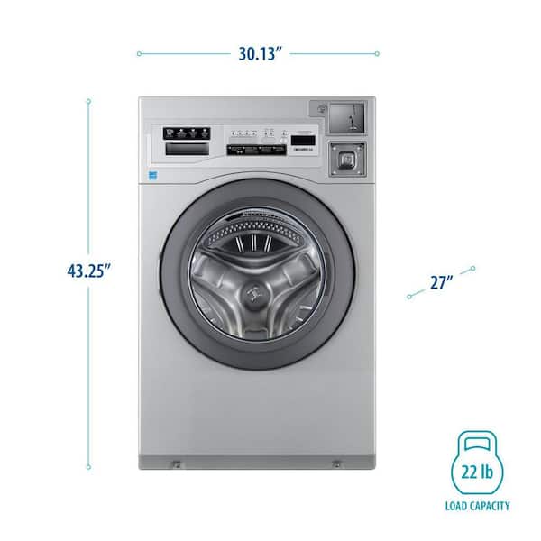 Commercial Laundry 27 in. 3.5 cu. ft. Grey Front Load Washing Machine, Coin Operated and free Use