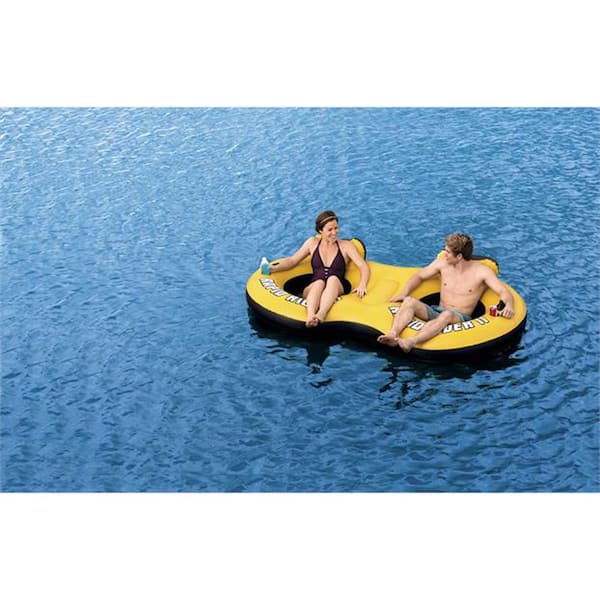 Bestway Rapid Rider 95 Inflatable 2 Person River Raft Tube Float & Cup Holders