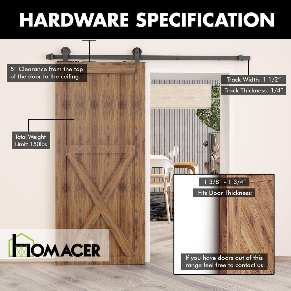 48-inch Black Rustic Sliding Barn Door Hardware Kit