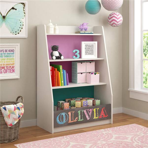 Ameriwood Kaleidoscope White/Pink/Turquoise Storage Kids Bookcase