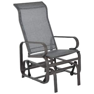 Modern Metal Outdoor Patio Glider Chair with Smooth Rocking Mechanism and Lightweight Construction for Backyard in Gray