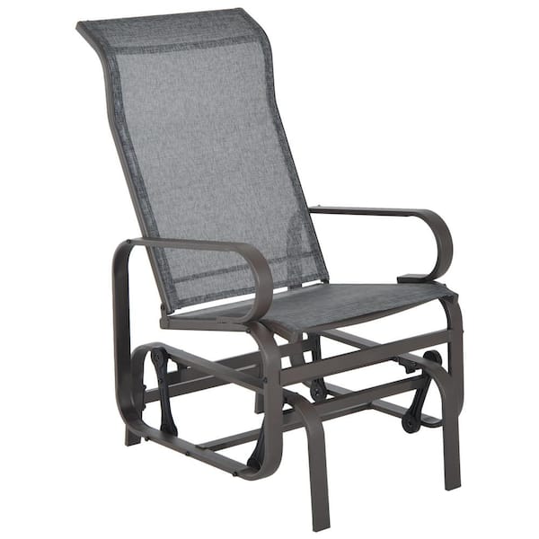 Modern Metal Outdoor Patio Glider Chair with Smooth Rocking Mechanism and Lightweight Construction for Backyard in Gray