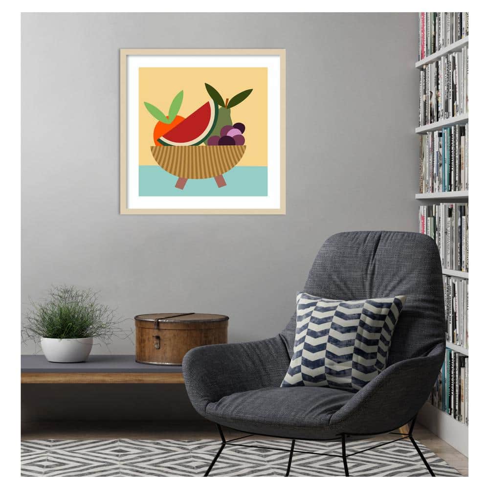 Svelte Natural Framed Graphic Fruit Bowl V Print, 25"