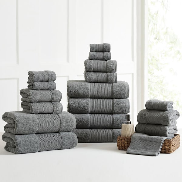 MODERN THREADS Air Cloud 6-Piece Gray Towel Set Charcoal 5ACTL6PE-CHR-ST -  The Home Depot