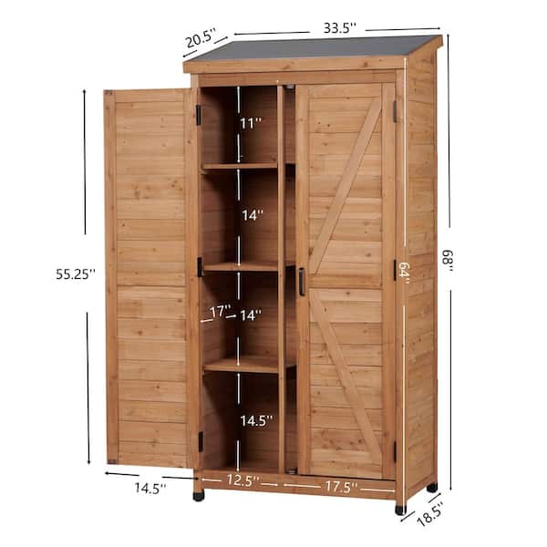 GOGEXX 2.8 ft. W x 1.5 ft. D x 5.7 ft. H Wood Shed with Metal Top