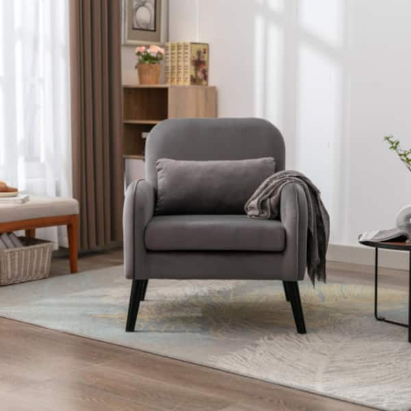 Angel Sar Light Gray Accent Chair Arm Chair with A Cushion