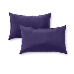 Solid Navy Blue Lumbar Outdoor Throw Pillow (2-Pack)