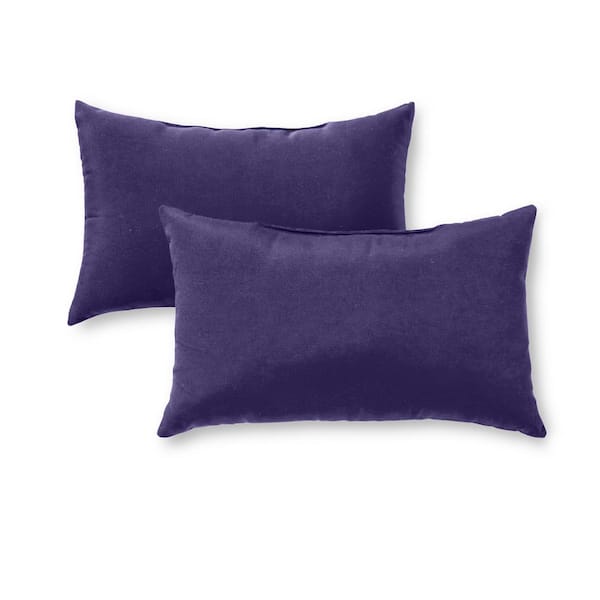 Greendale Home Fashions Solid Navy Blue Lumbar Outdoor Throw Pillow (2-Pack)