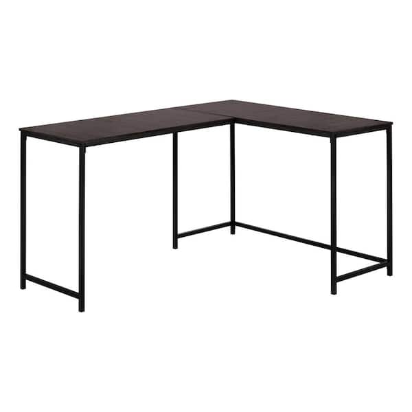 58 in. L x 44 in. W Espresso Black LShaped Computer Desk Corner Metal