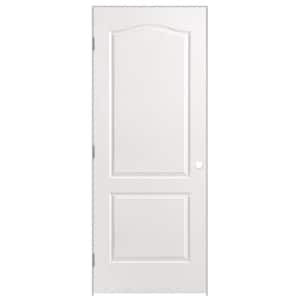 32 in. x 80 in. 2 Panel Arch Top Solid Core Textured Primed Composite Single Prehung Interior Door