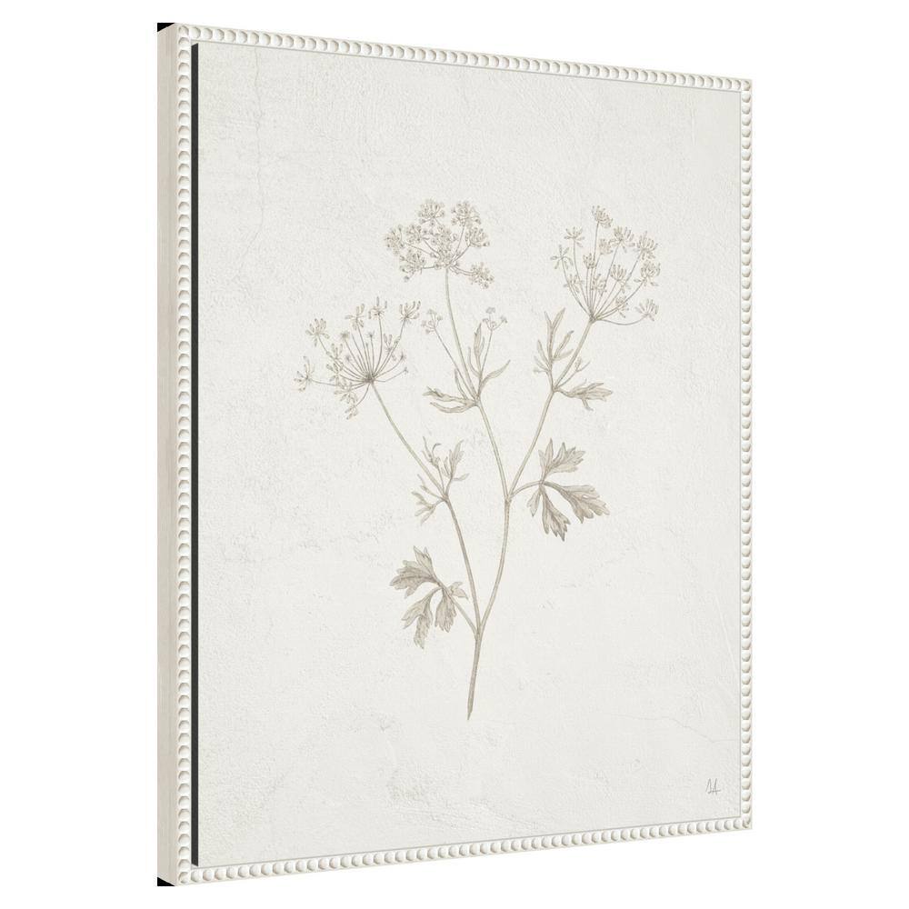 Beaded White Framed Botanical Canvas Wall Art, 23"x28"
