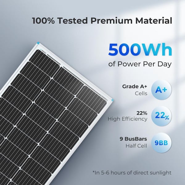 100-Watt 12V Monocrystalline Solar Panel with High-Efficiency Module for RV Battery Boat Caravan Solar System