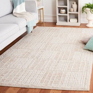 Abstract Light Brown/Ivory 3 ft. x 5 ft. Checkered Unitone Area Rug