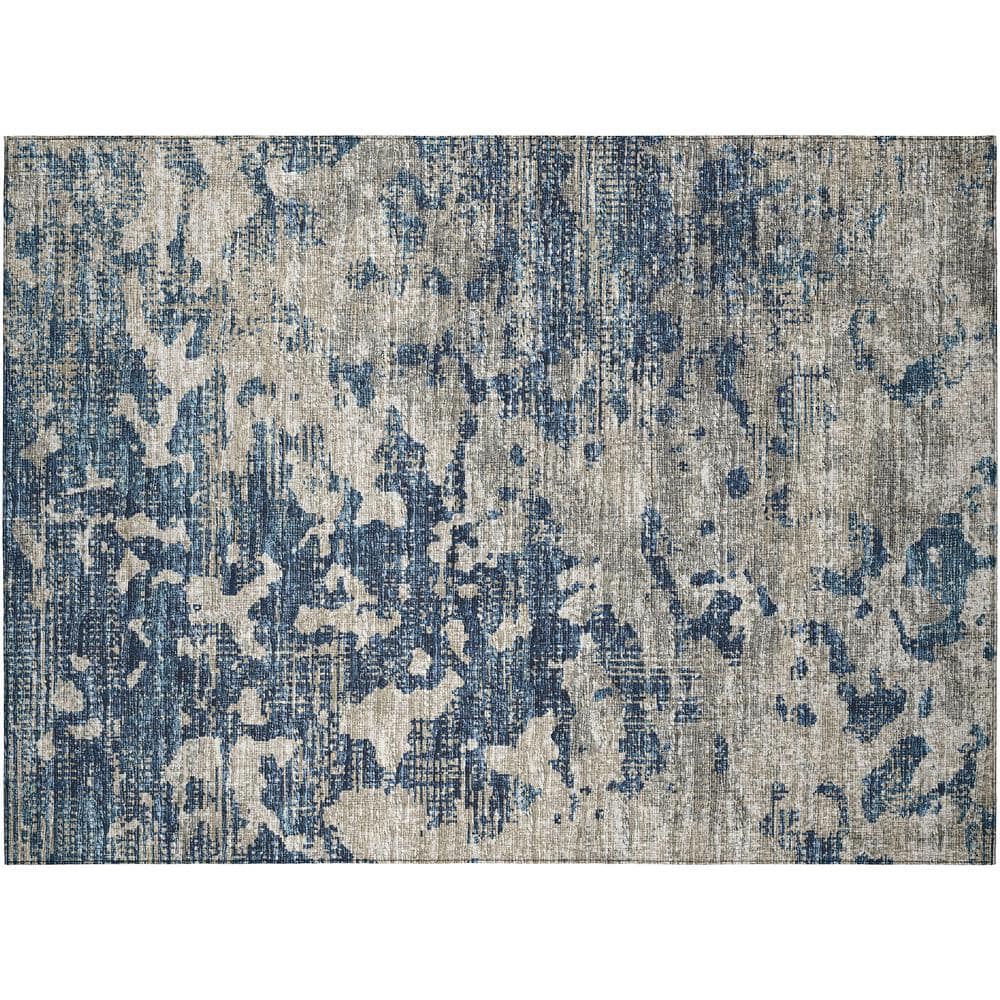 Accord Blue 1 ft. 8 in. x 2 ft. 6 in. Abstract Indoor/Outdoor Washable Area