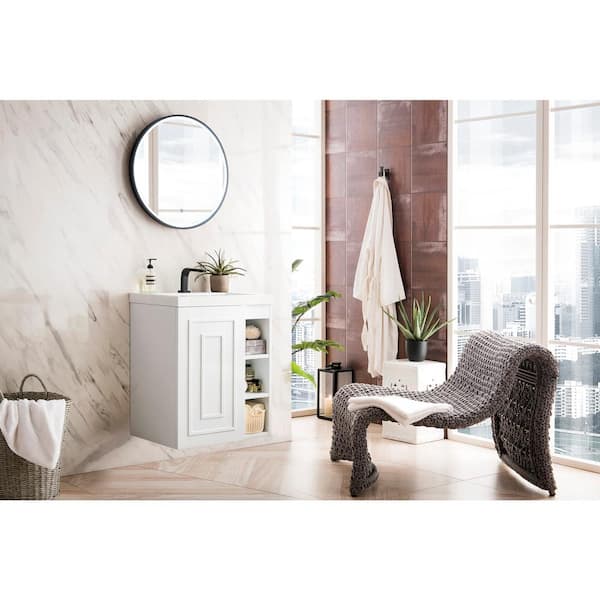 Zeus & Ruta 24 W x 18 D x 34 H Single Bath Vanity in White with White  Ceramic Top for Small Space Semi-open Storage S-AINKBATR - The Home Depot