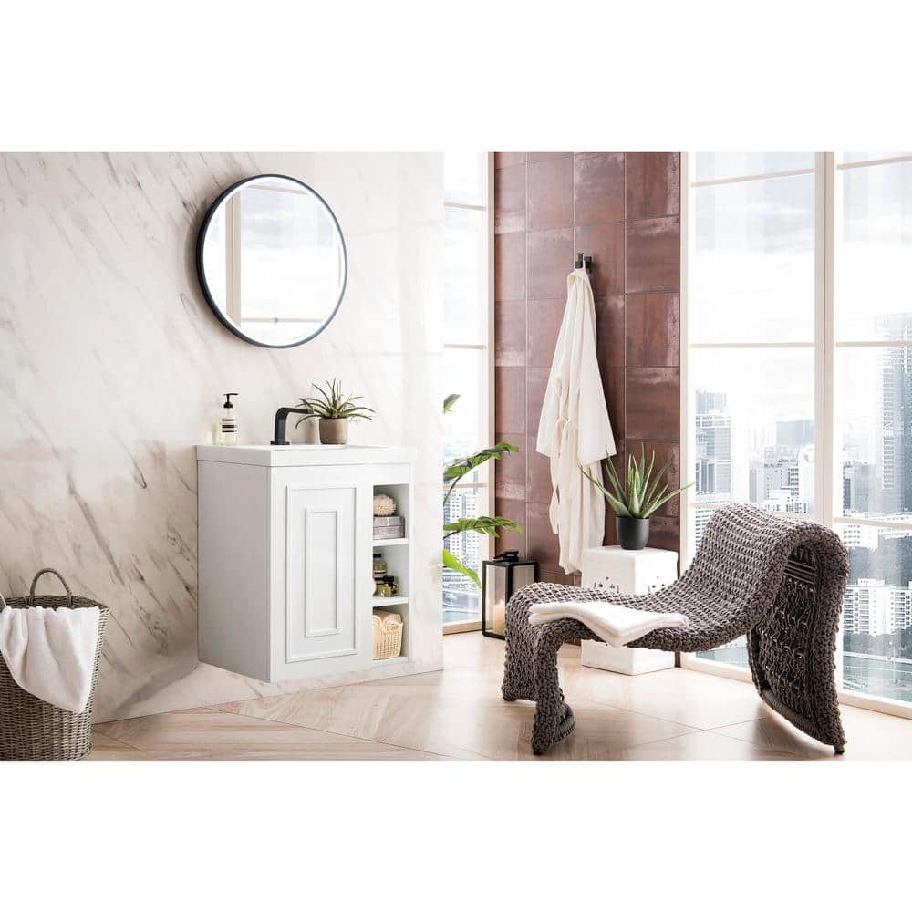 Alicante' 23.6 in. W x 18.3 in. D x 29.4 in. H Bath Vanity in Glossy White with White Glossy Resin Top price history on PriceWatchPro