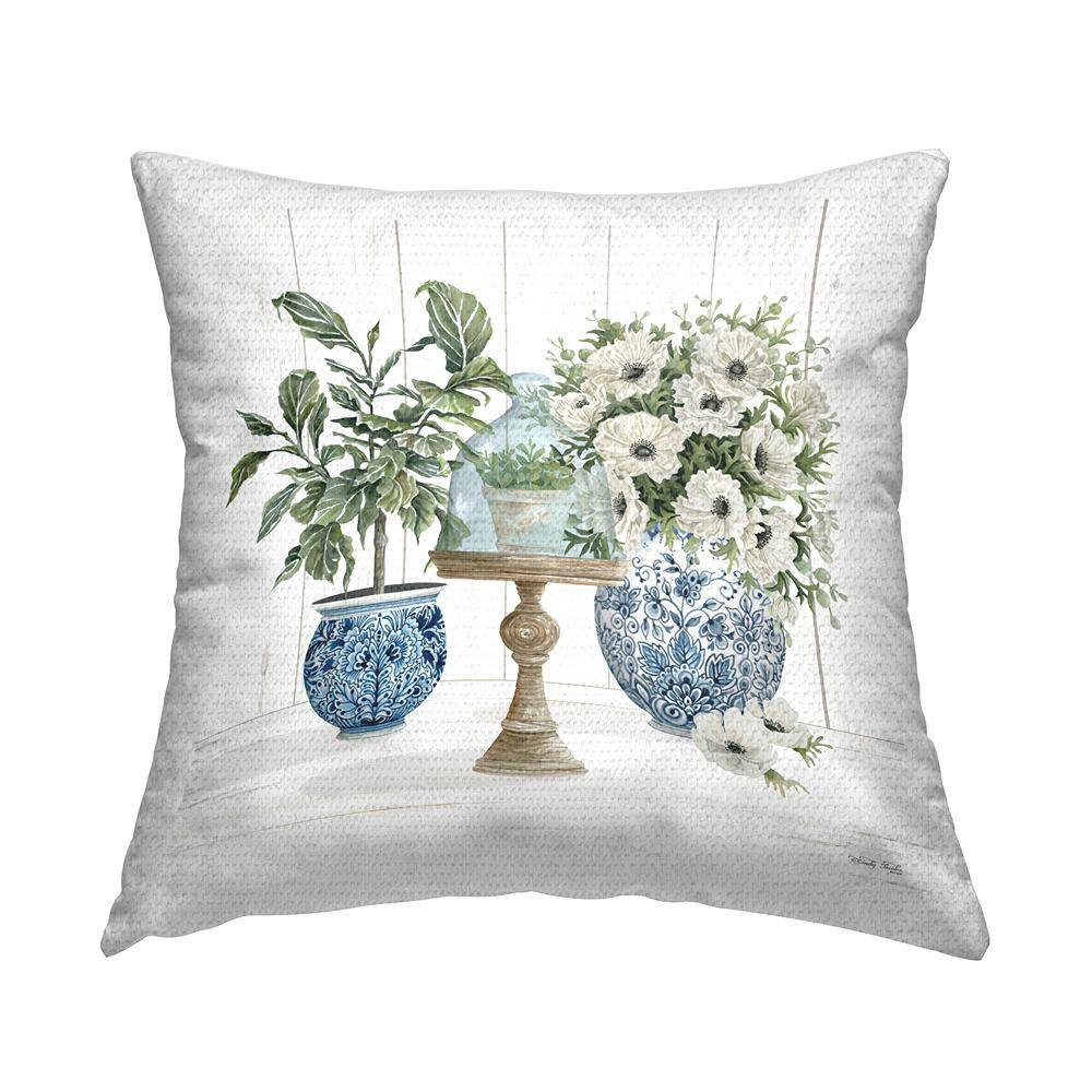 Flower Arrangement Ornate Vase Green Square Outdoor Throw Pillow price history on PriceWatchPro