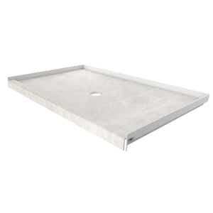 36 in. L x 60 in. W Single Threshold Alcove Shower Pan Base with Center Drain in Dune