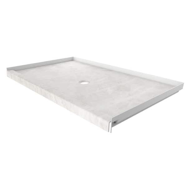 FlexStone 36 in. L x 60 in. W Single Threshold Alcove Shower Pan Base with Center Drain in Dune
