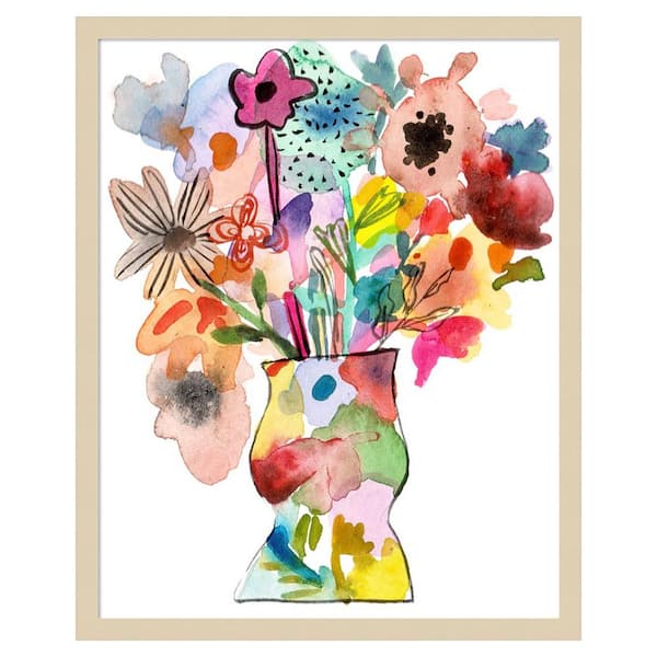 Amanti Art Linear Bouquet II by Melissa Wang 21 in. W x 25 in. H. Wood Framed Wall Art Print Framed in Brown