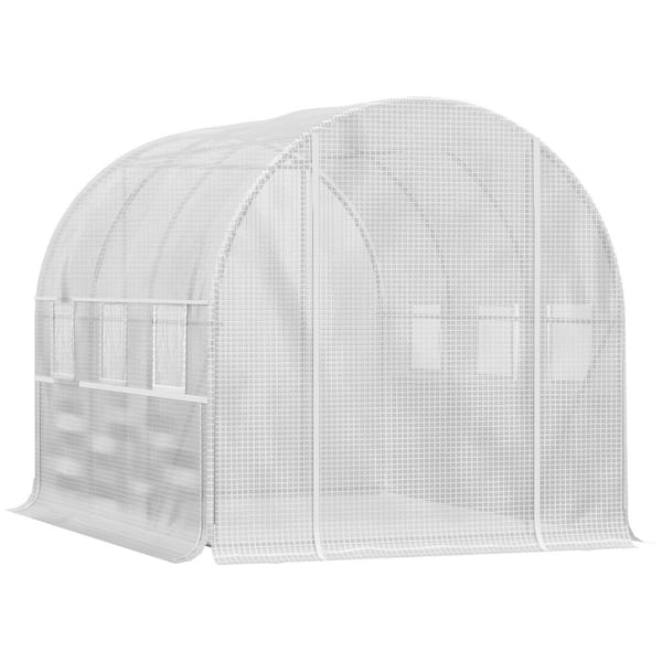 White 78.75 in. W x 116.25 in. D x 78.75 in. H Walk-in Greenhouse, Greenhouse with PE Cover, Zipper Doors and Windows