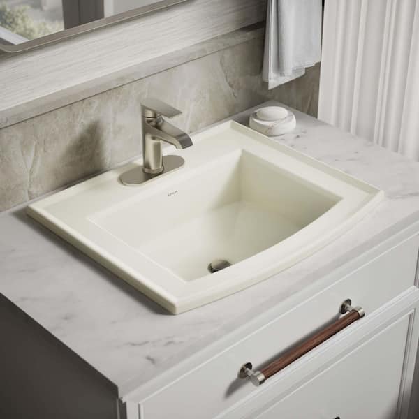 KOHLER Archer 22.6 in. x 19.44 in. Drop-In Bathroom Sink in Biscuit Vitreous China